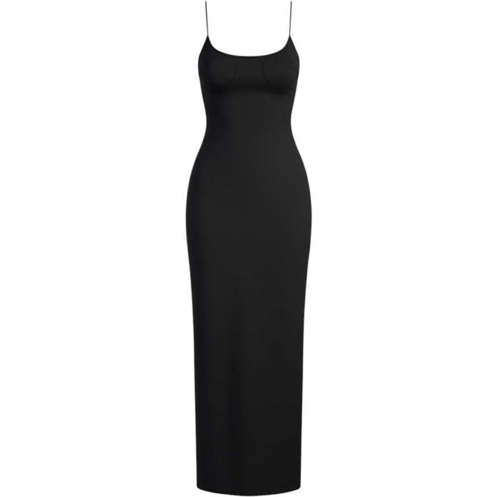Skims Smooth Layers Skimpy Scoop Neck Dress Obsidian DS-DRS-8163W Large